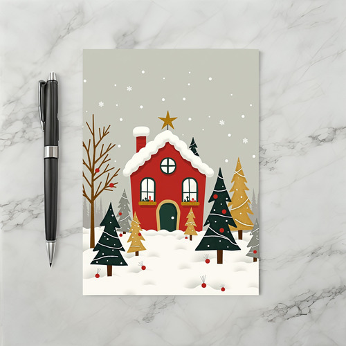 Cozy Christmas Snowy House Card