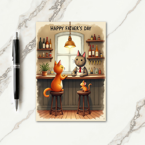 Cozy Fathers Day Bar Scene Card