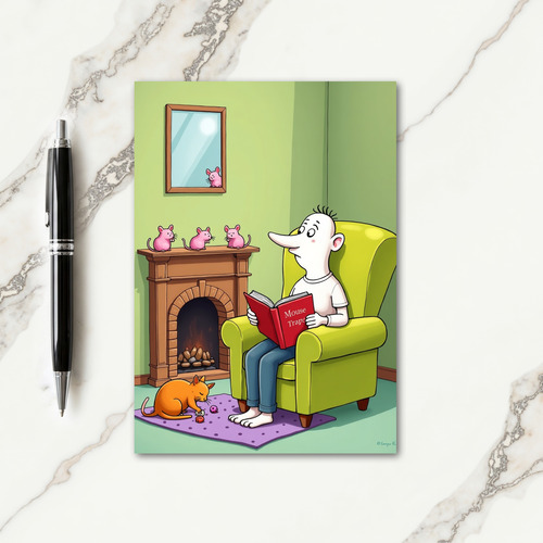 Cozy Fathers Day Cartoon Card
