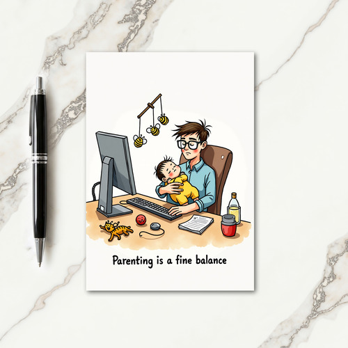 Cozy Fathers Day Office Card