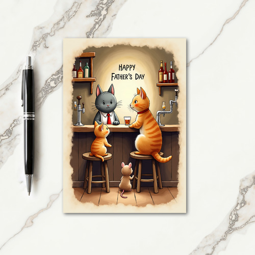 Cozy Fathers Day Tavern Scene Card