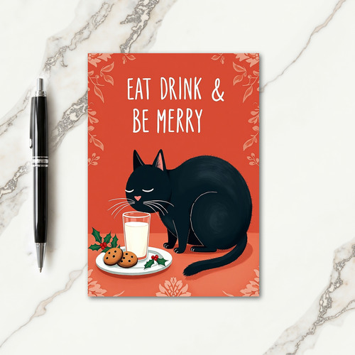 Cozy Black Cat Treat Card