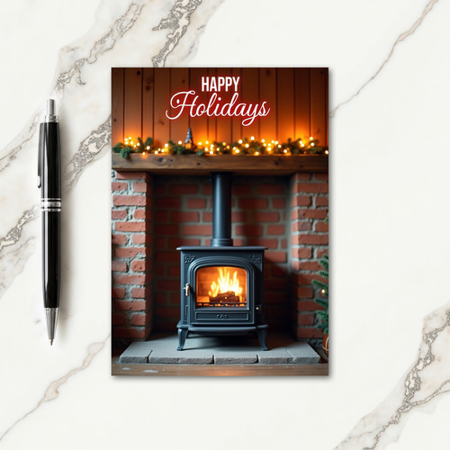 Cozy Fireplace Christmas Card