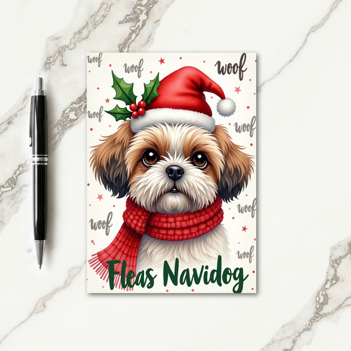Cozy Fluffy Dog Christmas Card