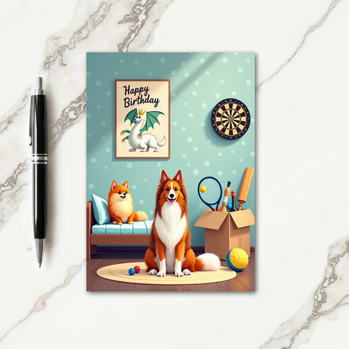 Cozy Golden Dog Birthday Card