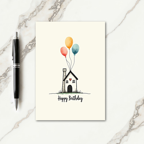 Cozy House Birthday Card