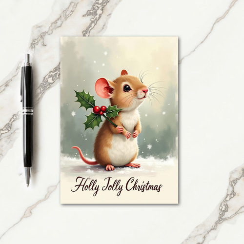 Cozy Mouse Christmas Card
