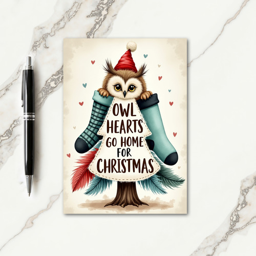 Cozy Owl Christmas Card