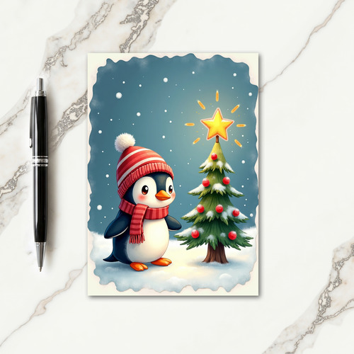 Cozy Penguins Christmas Card thumbnail