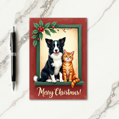 Cozy Pet Christmas Window Card