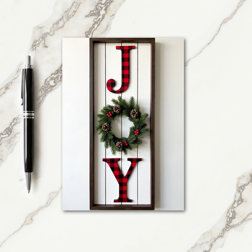 Cozy Plaid Wood Christmas Card