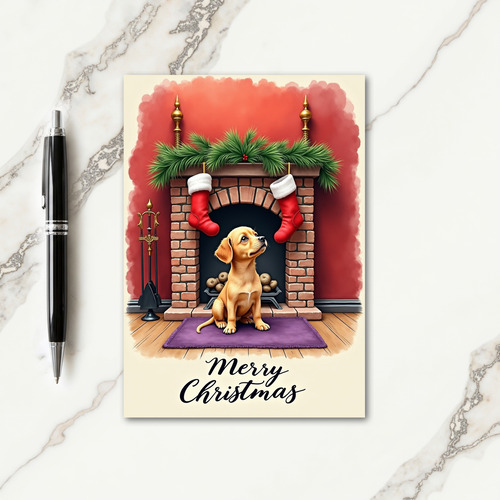 Cozy Pup Fireplace Card