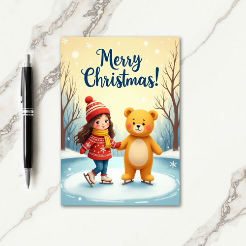 Cozy Skating Friends Christmas Card thumbnail