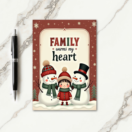 Cozy Snow Family Christmas Card