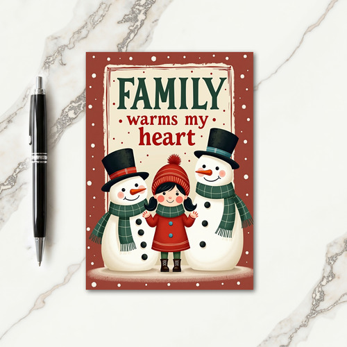 Cozy Snowman Child Christmas Card thumbnail