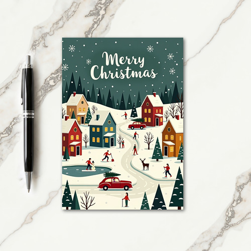 Cozy Winter Village Card