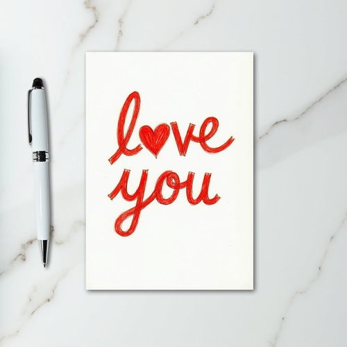 Crayon Heart Love You Card