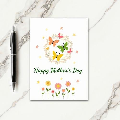 Cream Floral Mothers Day Card