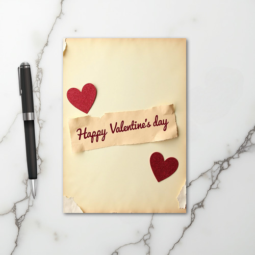 Cream Happy Valentines Day Card