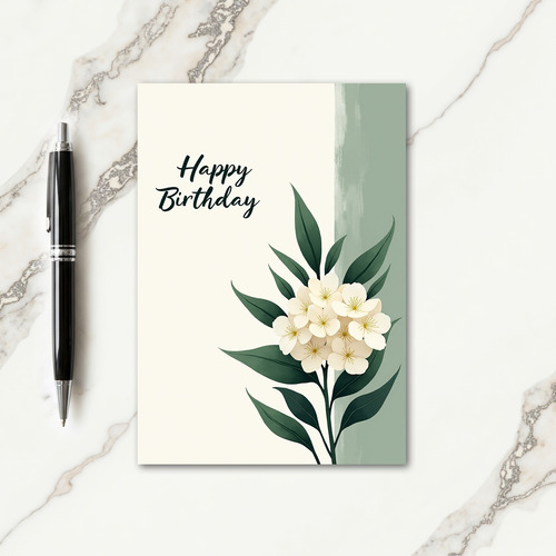 Cream Leaf Birthday Card