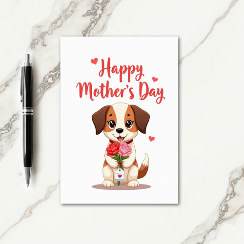 Cream Pup Mothers Day Card