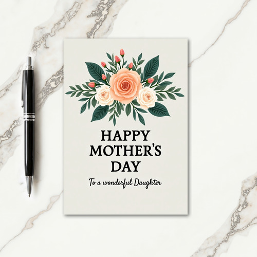 Cream Rose Mothers Day Card