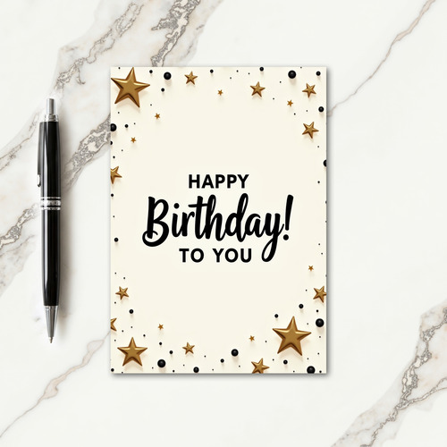 Cream Starry Birthday Card