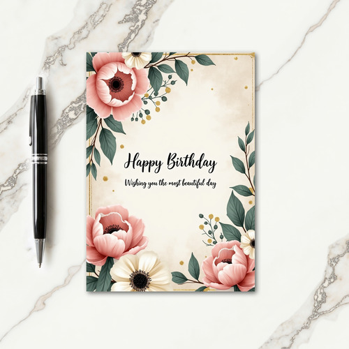 Cream Watercolor Birthday Card