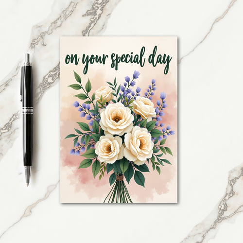 Creamy Bloom Birthday Card