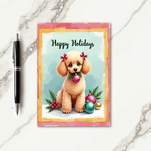 Creamy Dog Festive Bows Card