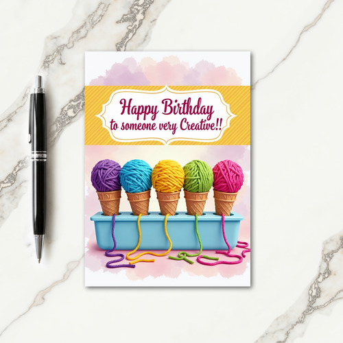 Creative Birthday Yarn Cone Card