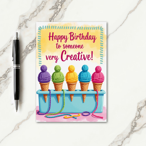 Creative Birthday Yarn Cones Card