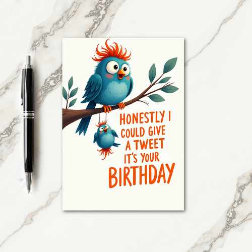 Crested Bird Art Birthday Card
