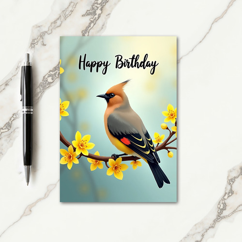 Crested Bird Birthday Card