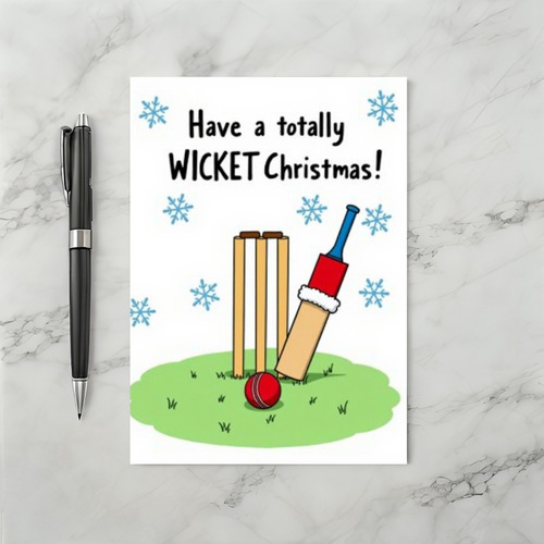 Cricket Wicket Xmas Card