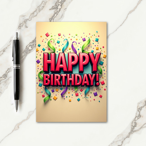 Crimson 3D Birthday Card