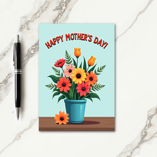 Crimson And Teal Happy Mothers Day Card
