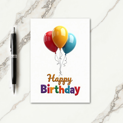 Crimson Balloons Birthday Card