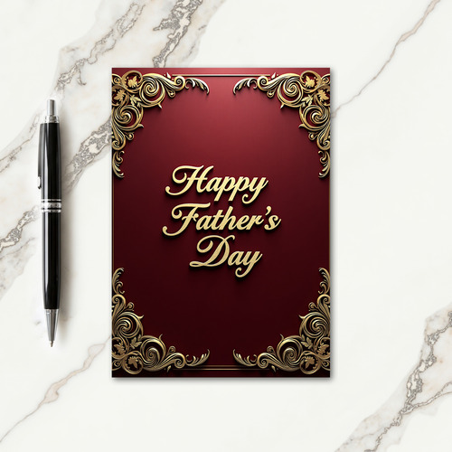 Crimson Baroque Fathers Day Card
