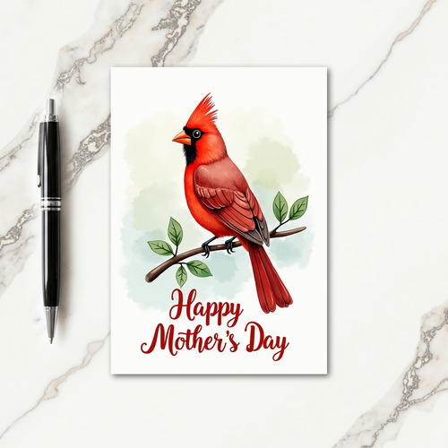 Crimson Bird Branch Scene Card