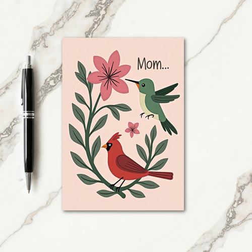 Crimson Bird Floral Mom Card