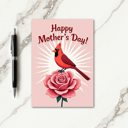 Crimson Bird Floral Mothers Day Card