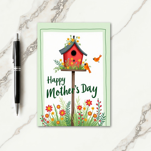 Crimson Bird Mothers Day Art Card
