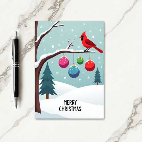 Crimson Bird Snowflakes Card