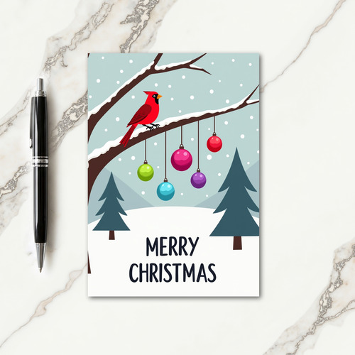 Crimson Bird Winter Art Card