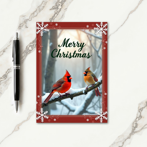 Crimson Birds Christmas Card