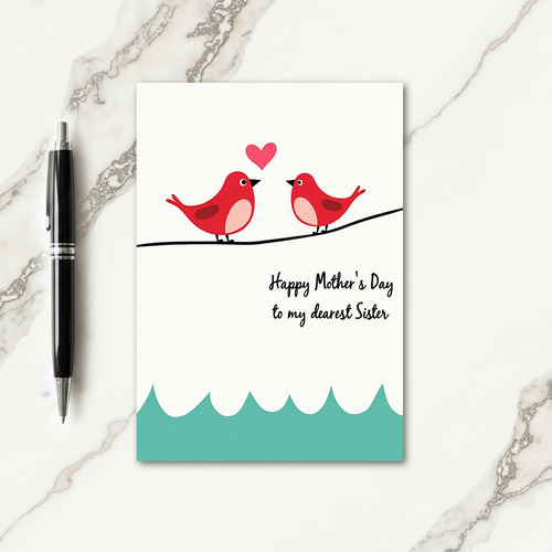Crimson Birds Mothers Day Card