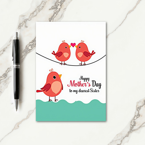Crimson Birds Sweet Mothers Day Card