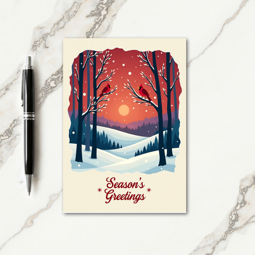 Crimson Birds Winter Card
