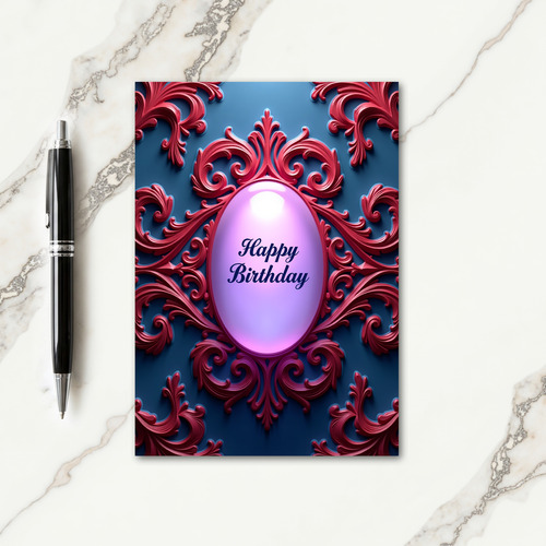 Crimson Birthday Baroque Card